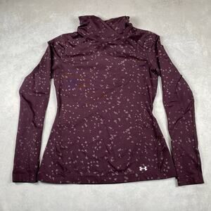 UNDER ARMOUR Womens Medium Purple Hooded Athletic Cold Gear Baselayer Shirt